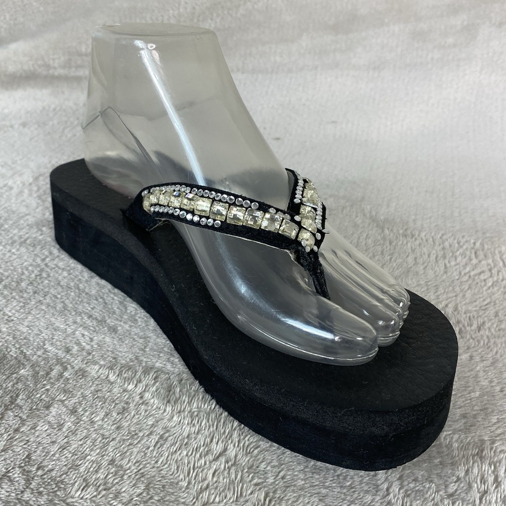 Skechers Cali Vinyasa Platform Sandals Womens Size 8 Black Rhinestone Foam - Picture 4 of 10